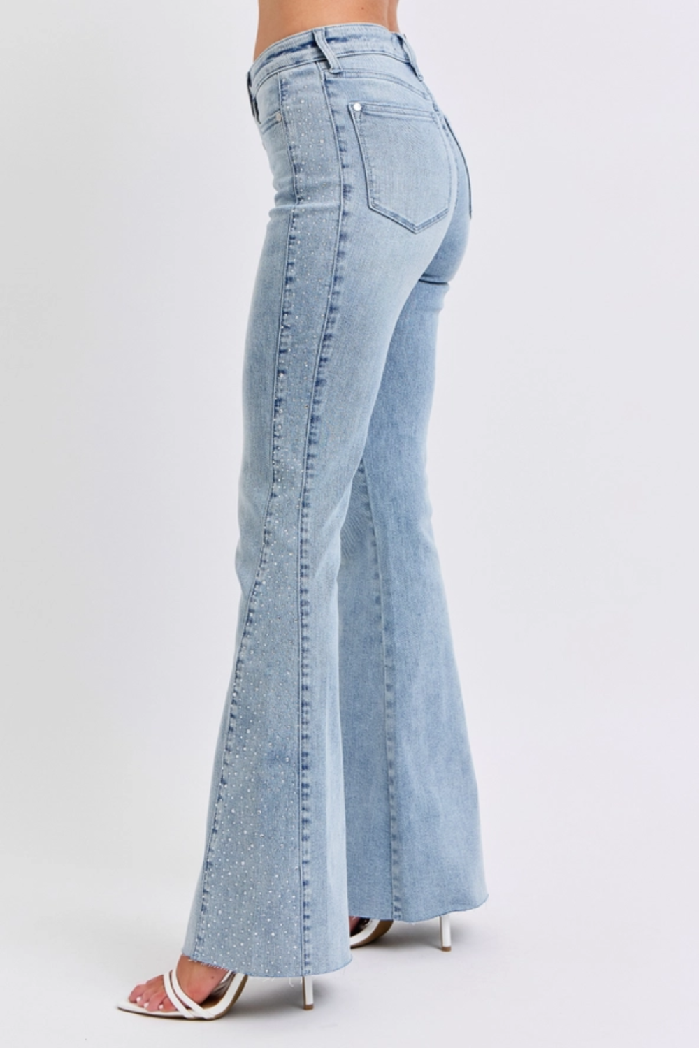 Rhinestone Side Panel Detail Flare|1808