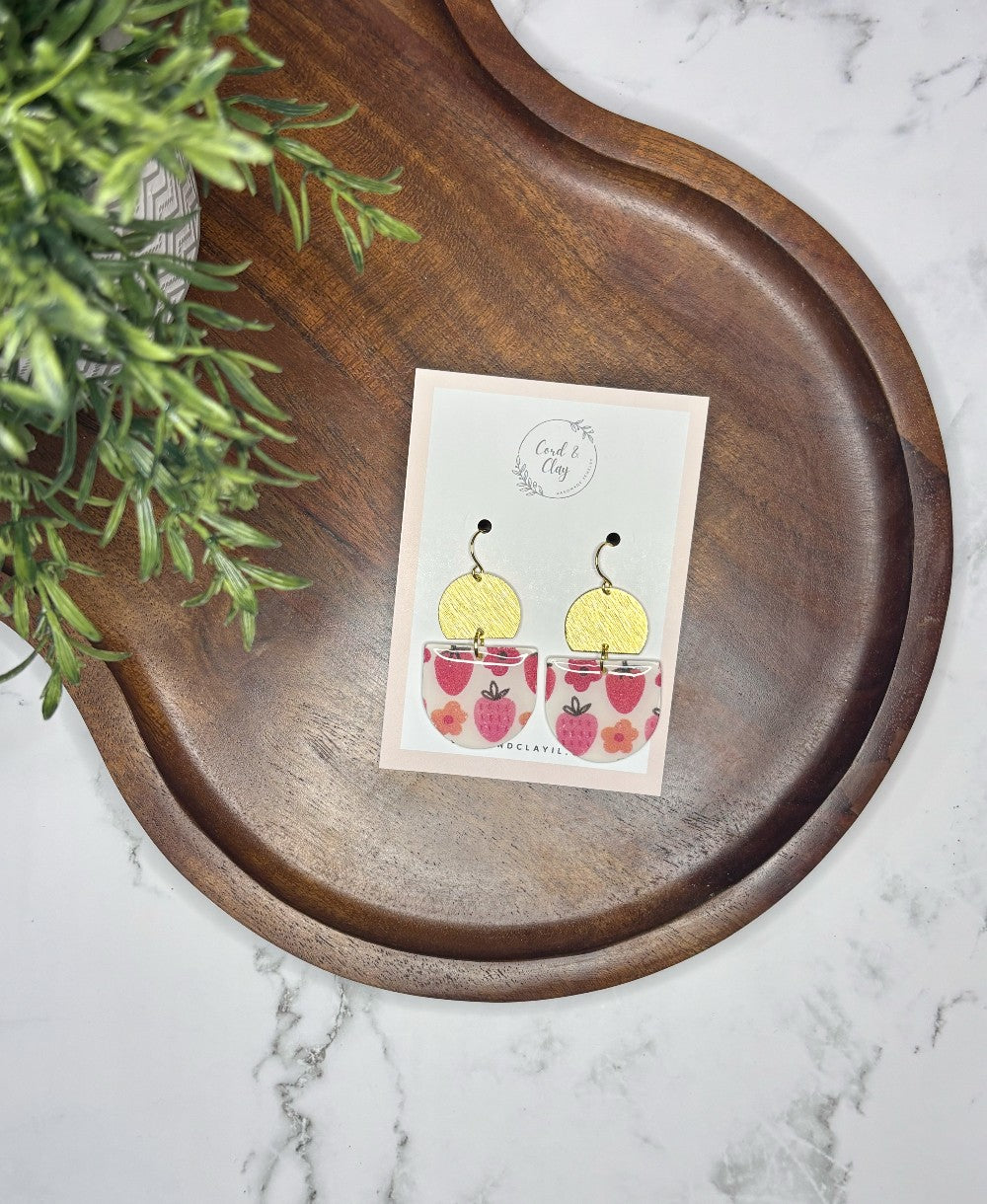 Sweet Strawberry Print Dangles|7929