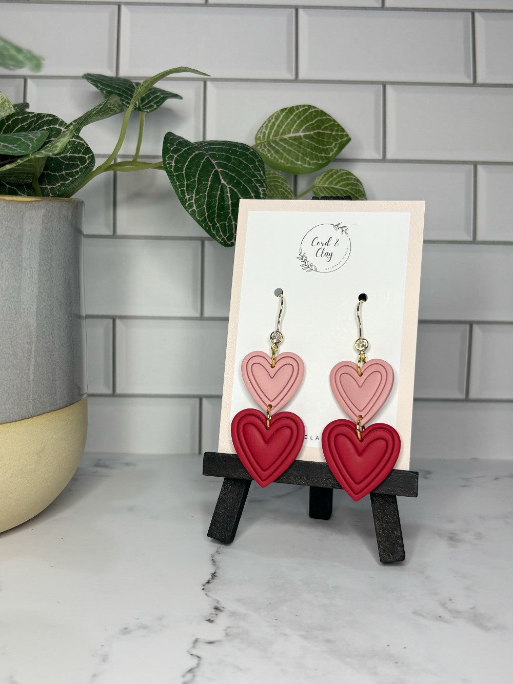 Crimson & Blush Heart Dangles|5218