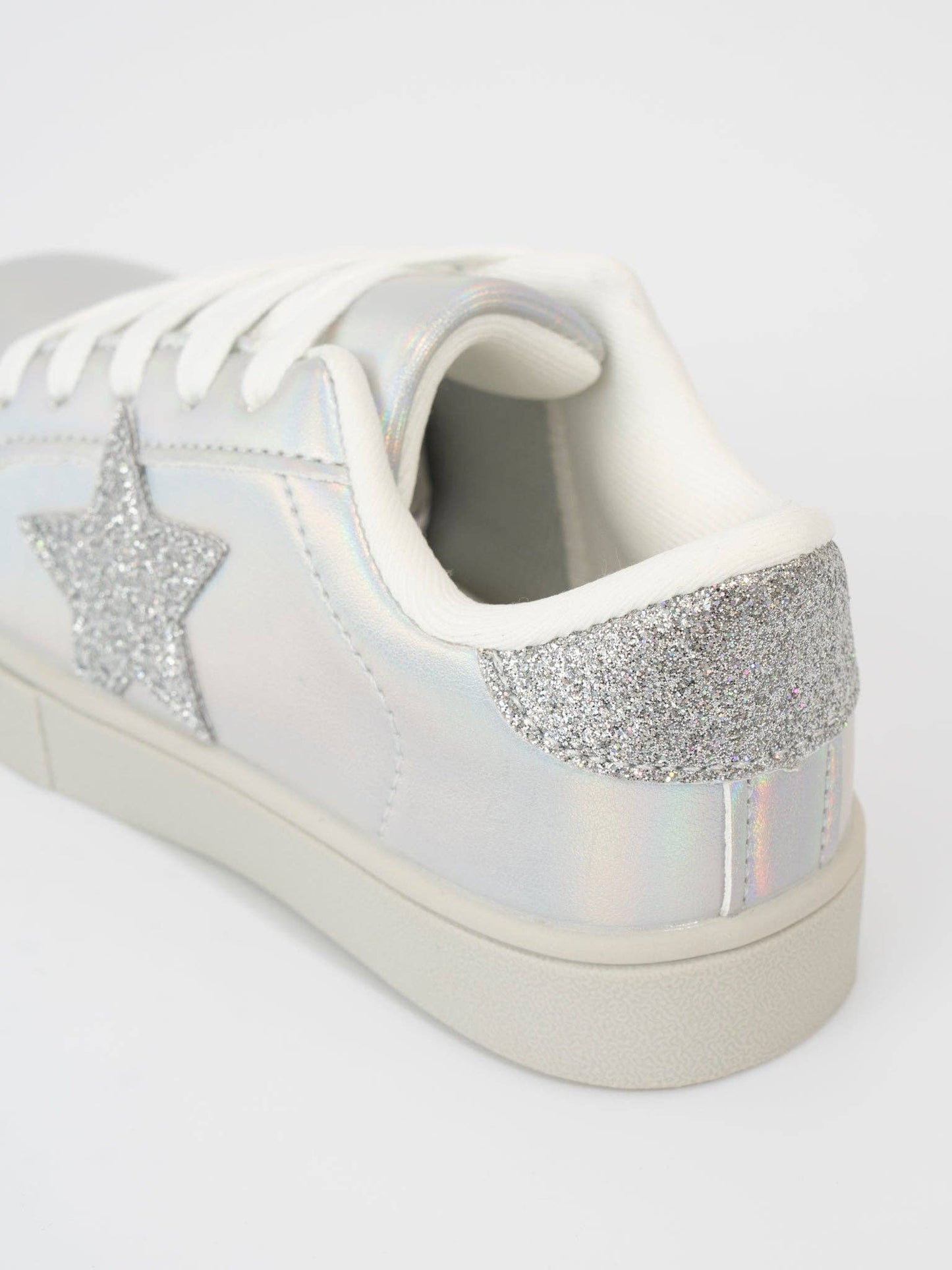Girls' Holographic Sparkle Star Sneaker - Silver