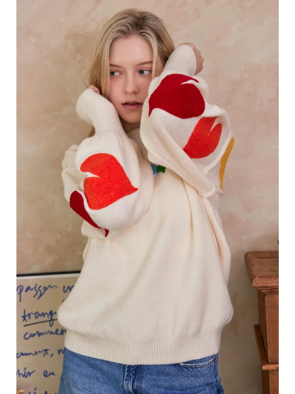 Candy Heart Patch Sweater|4764