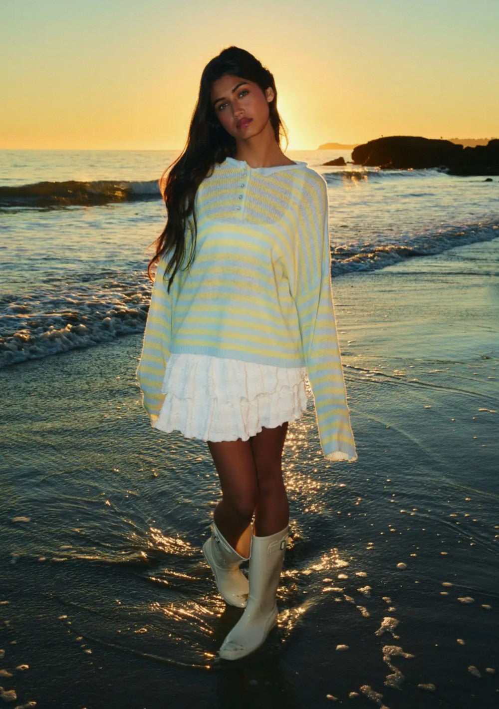 White Mini Ruffle Skirt|5771