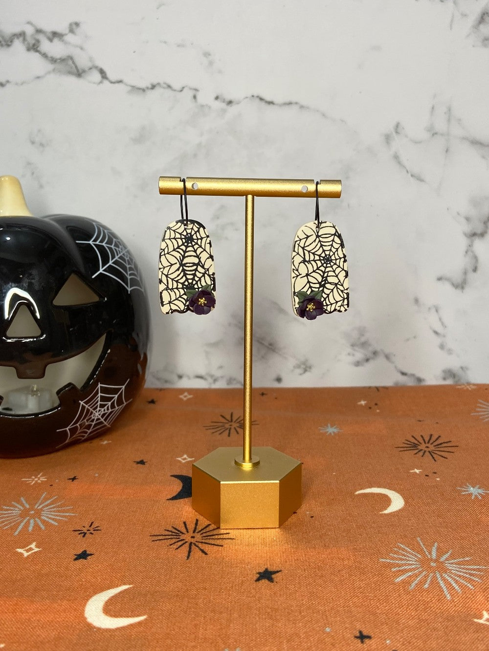 Spiderwebbed Ghost Hoops|1542