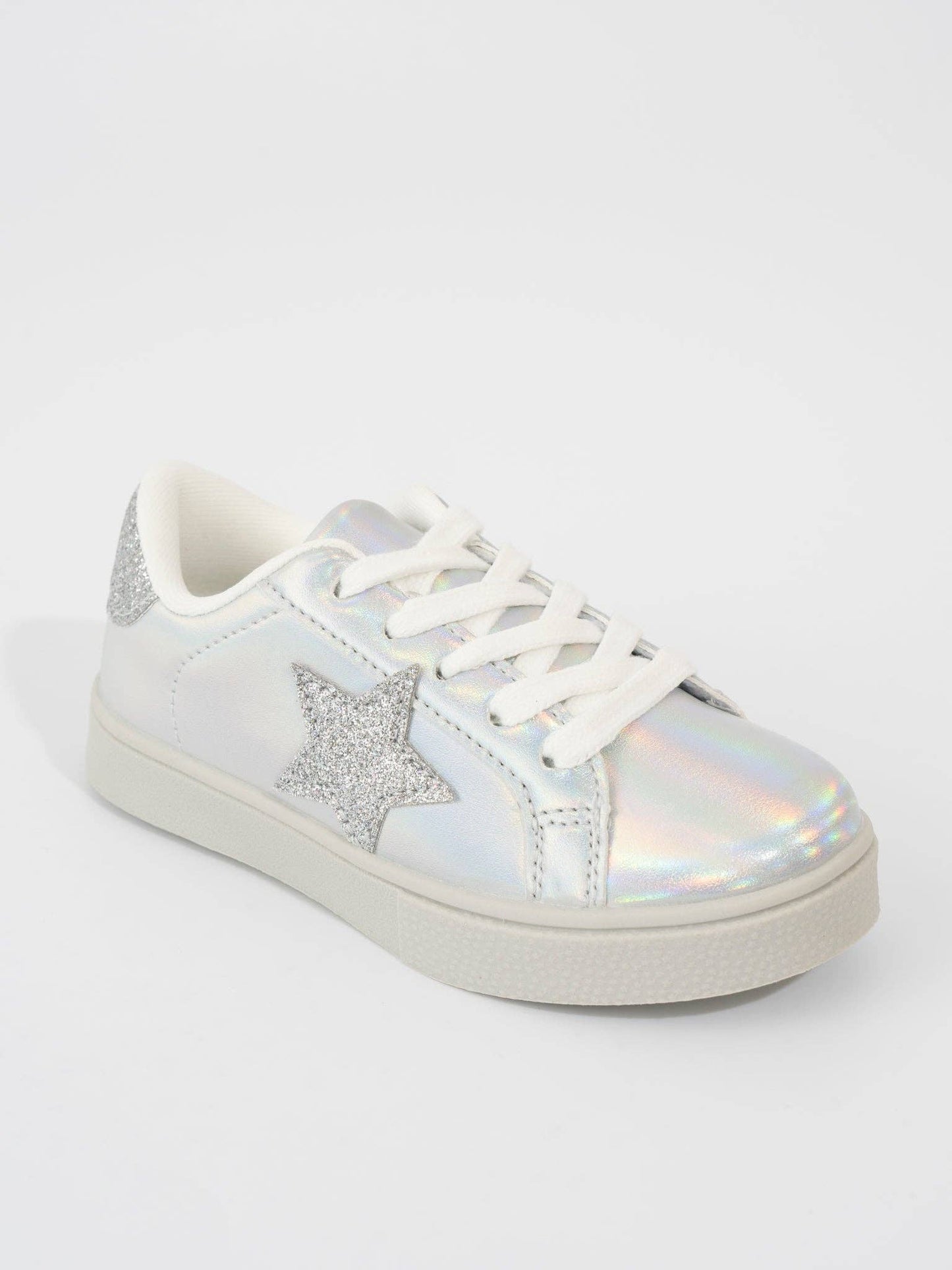 Girls' Holographic Sparkle Star Sneaker - Silver