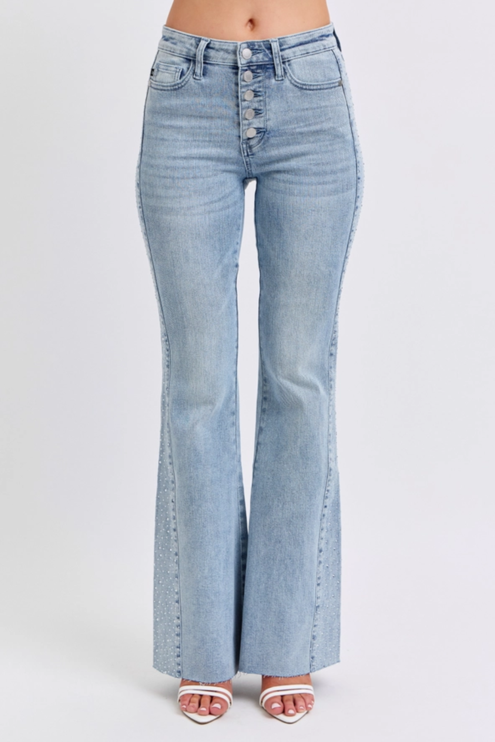 Rhinestone Side Panel Detail Flare|1811