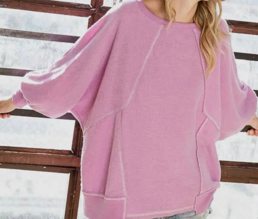 Oversized Lavender Terry Cloth Sweatshirt|750