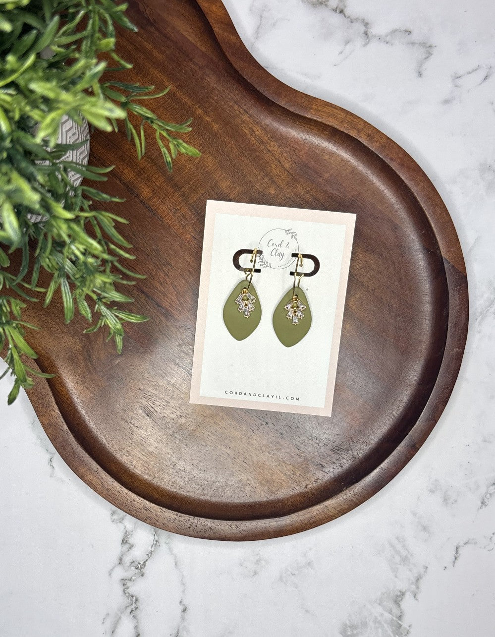 Green Teardrop Charm Hoops NF|7935