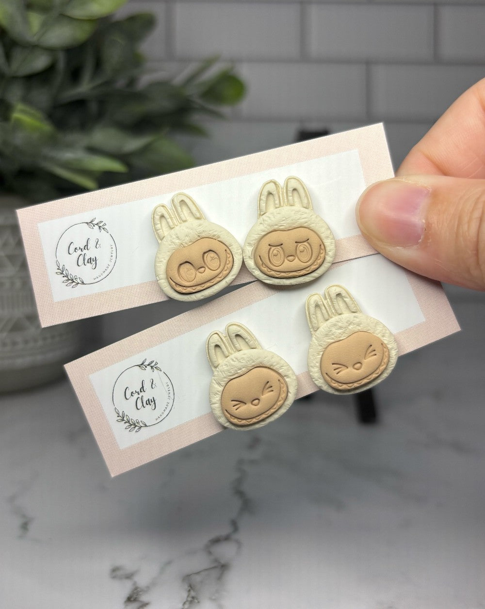 White Labubu Studs - NF|7616