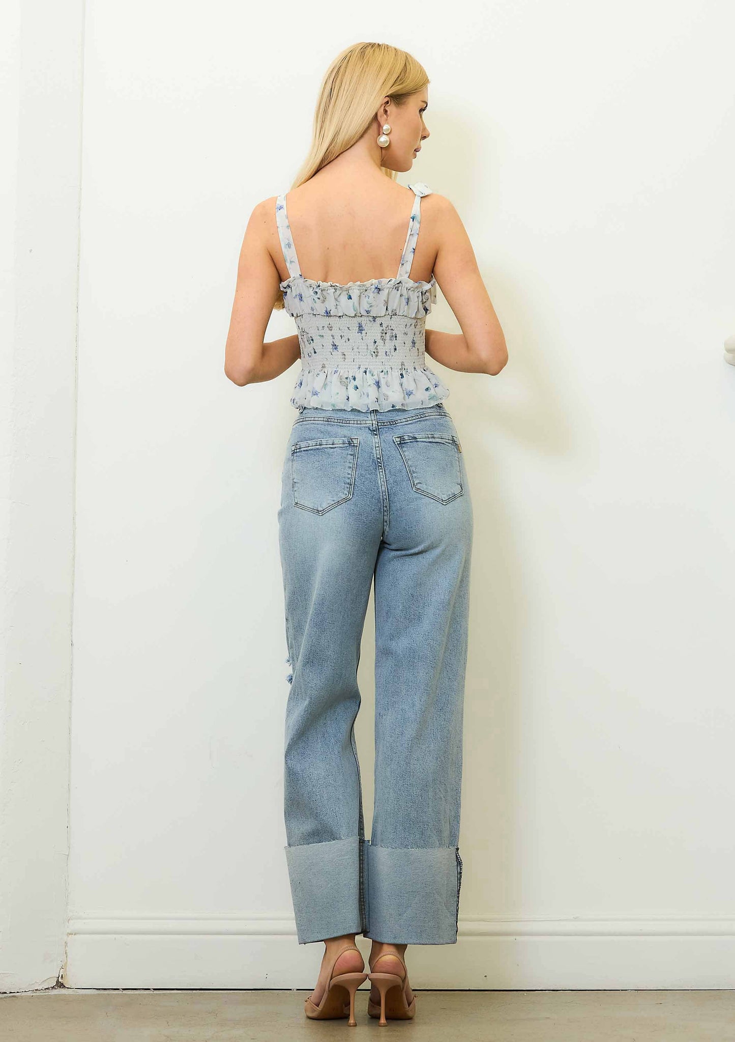Zoe Wide Leg Distressed Denim