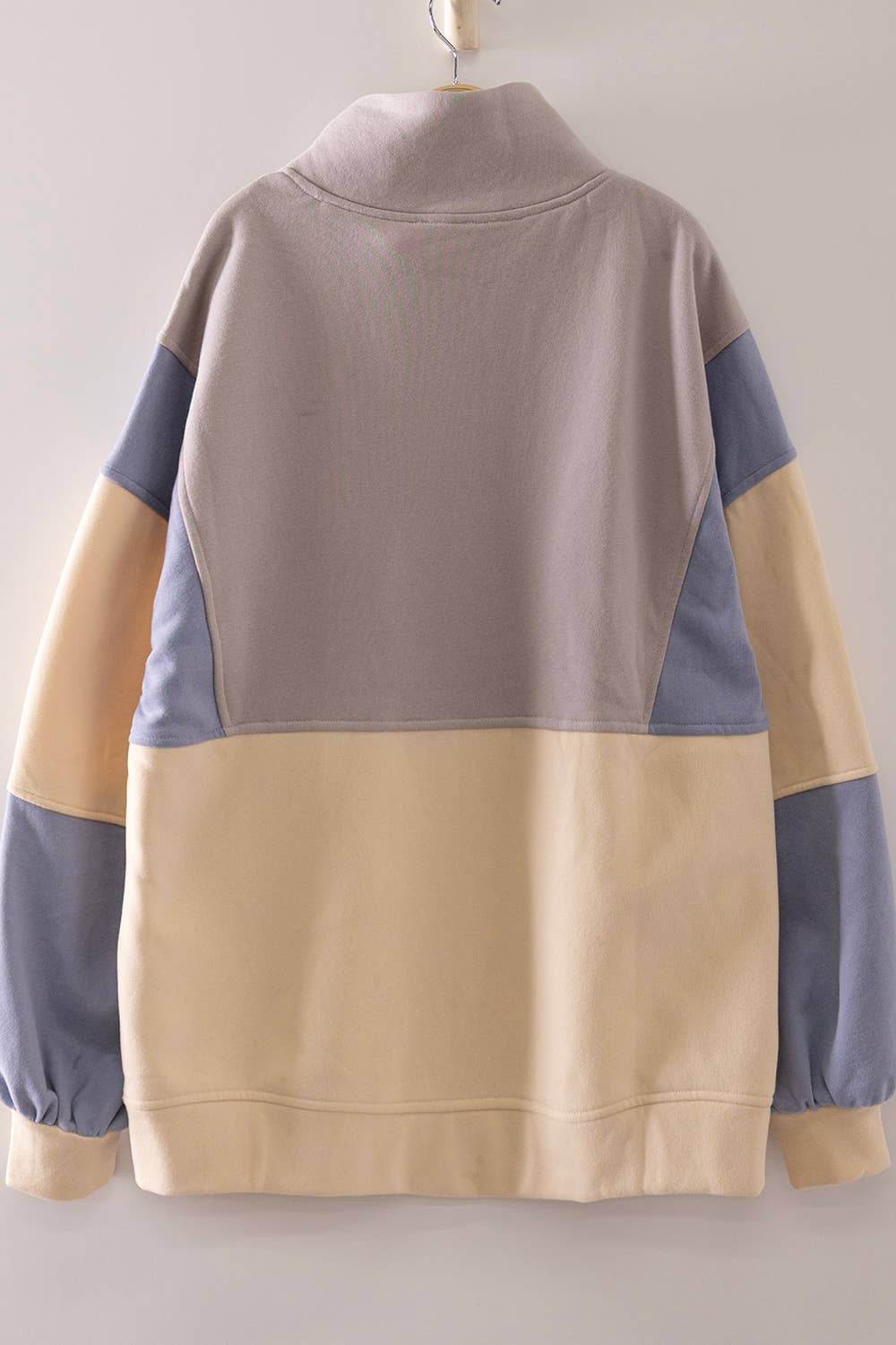 Colorblock Half Snap Sweatshirt: GRAYISH/BLUE|9414
