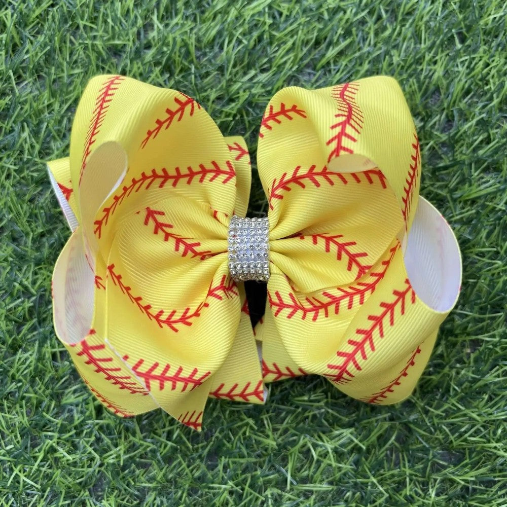 Softball Printed Double Layer Hair Bow|9108