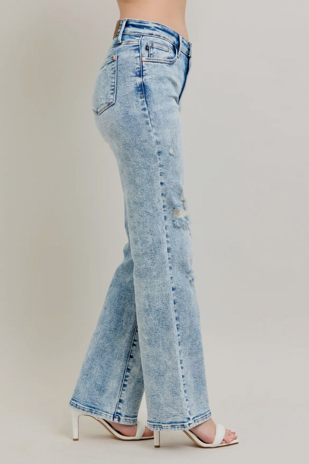 Mineral Wash High Waisted Distressed 90's Straight|946