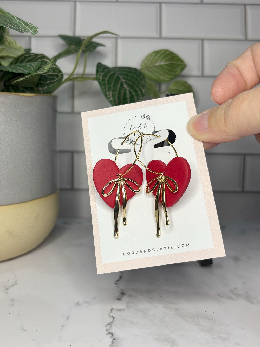 Red Heart Bow Hoops NF|5206