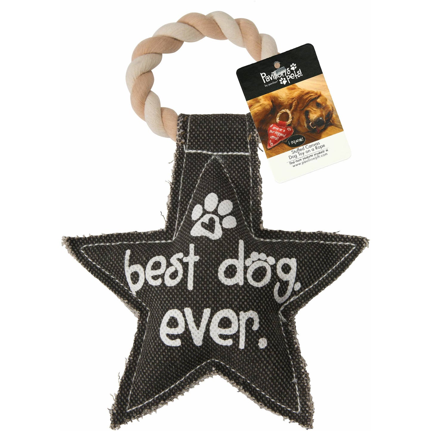 Best Dog Ever - 9.5" Canvas Dog Toy on Rope
