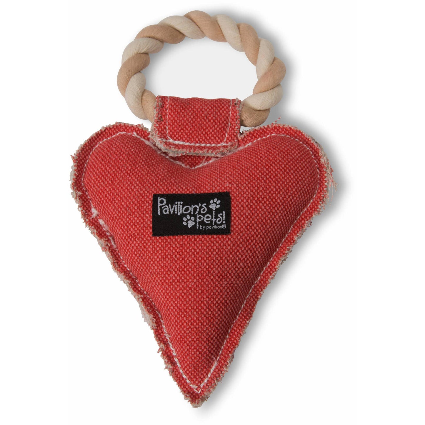 Heart Woof - 10" Canvas Dog Toy on Rope