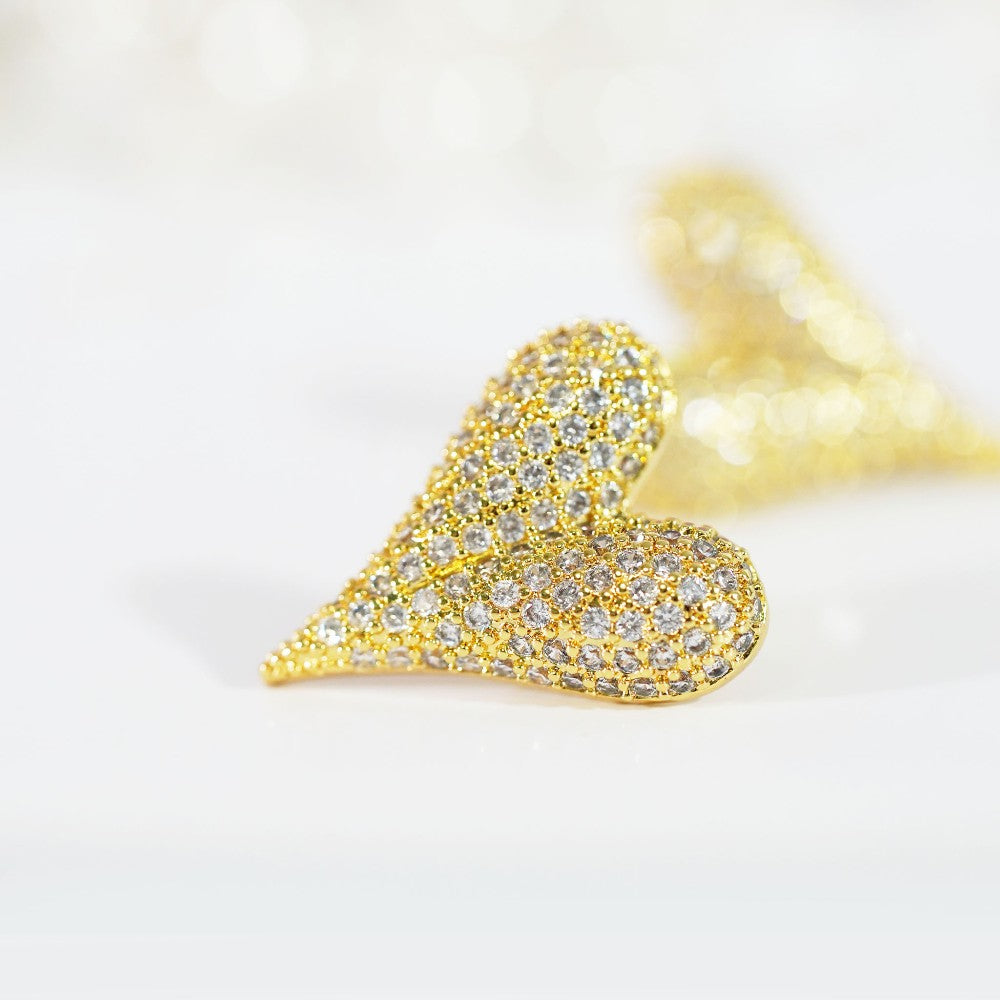 Quincy Pave Heart Earrings|1324