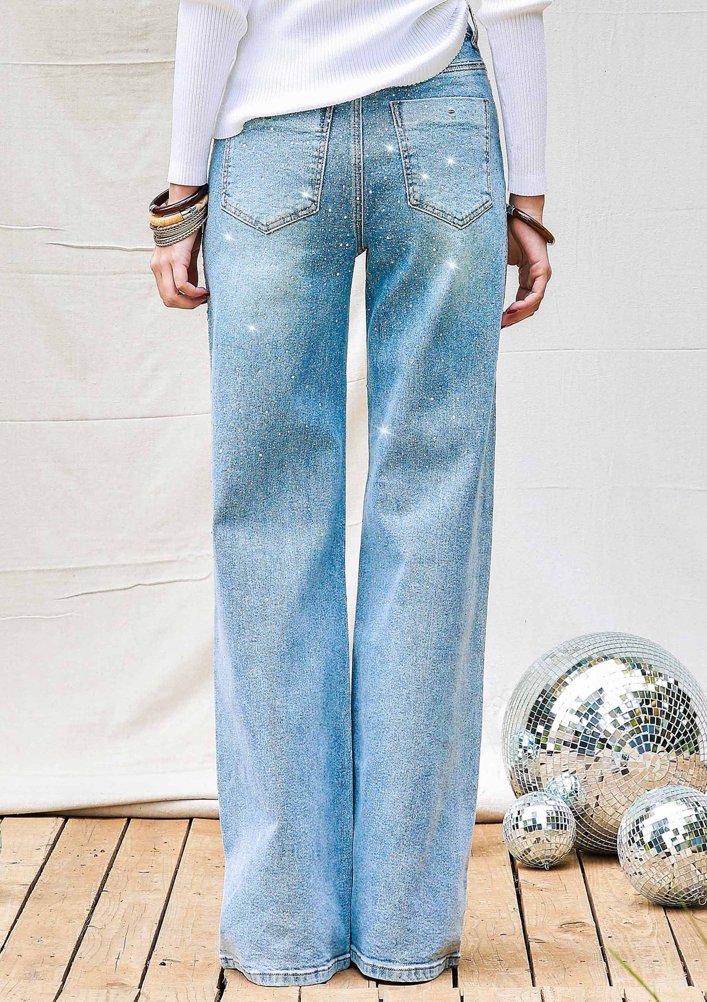 Taylor Shimmer High-Rise Wide Leg Jeans