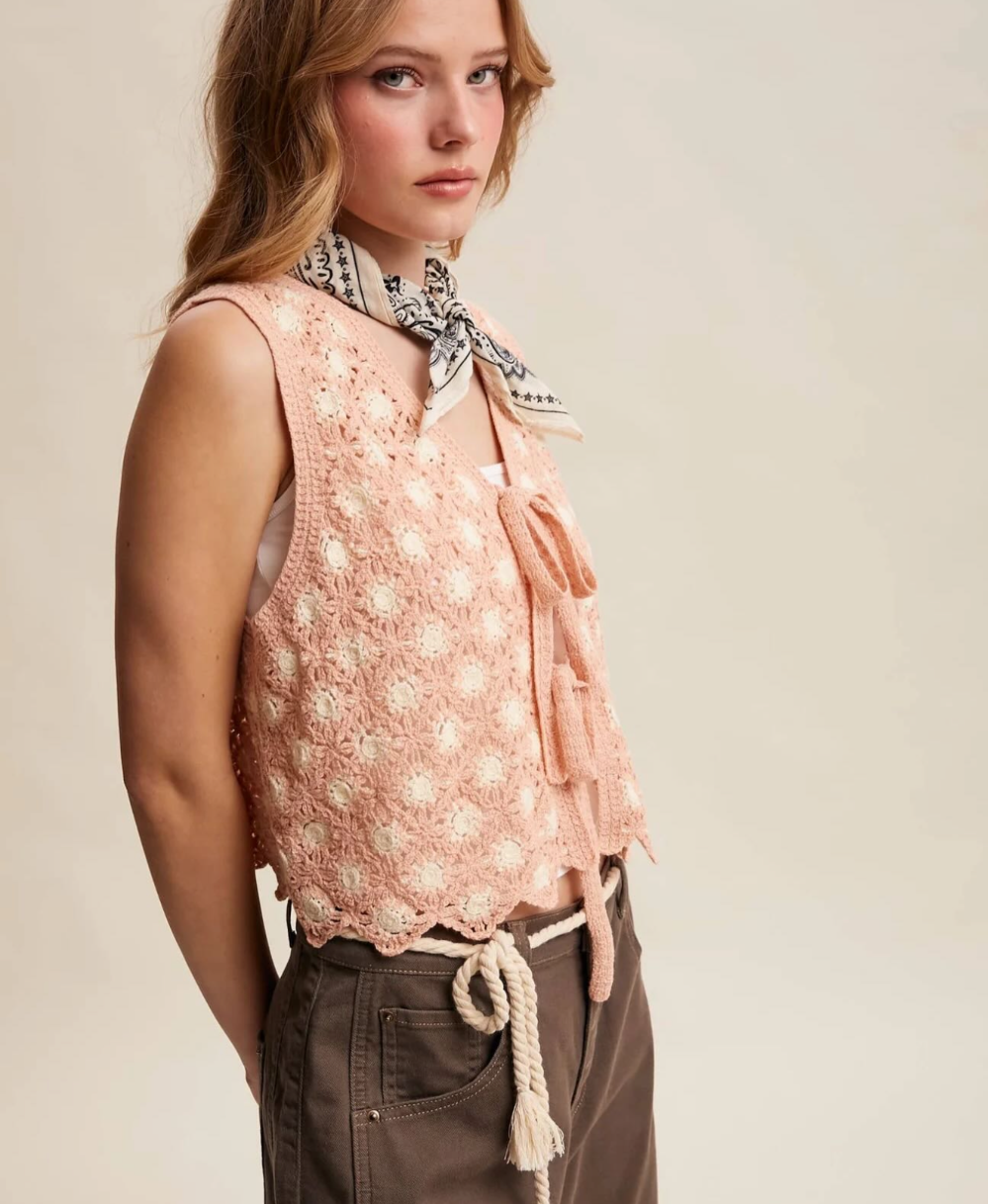 Crocheted Front Tie Top|8176