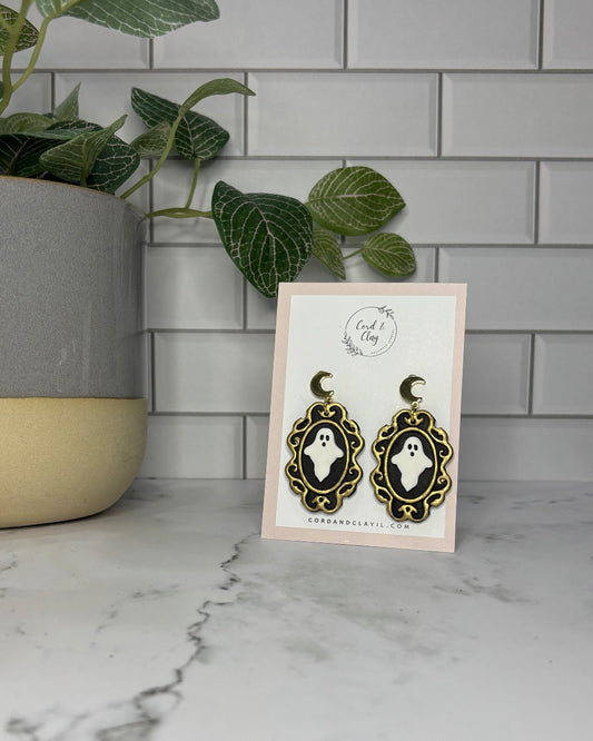 Vintage Gold Frame Ghost Dangles|1533