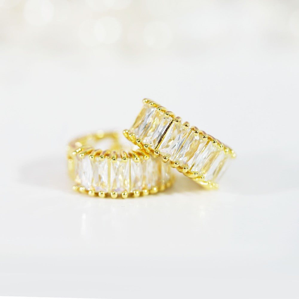 Brenda Gold Baguette Earrings|1337