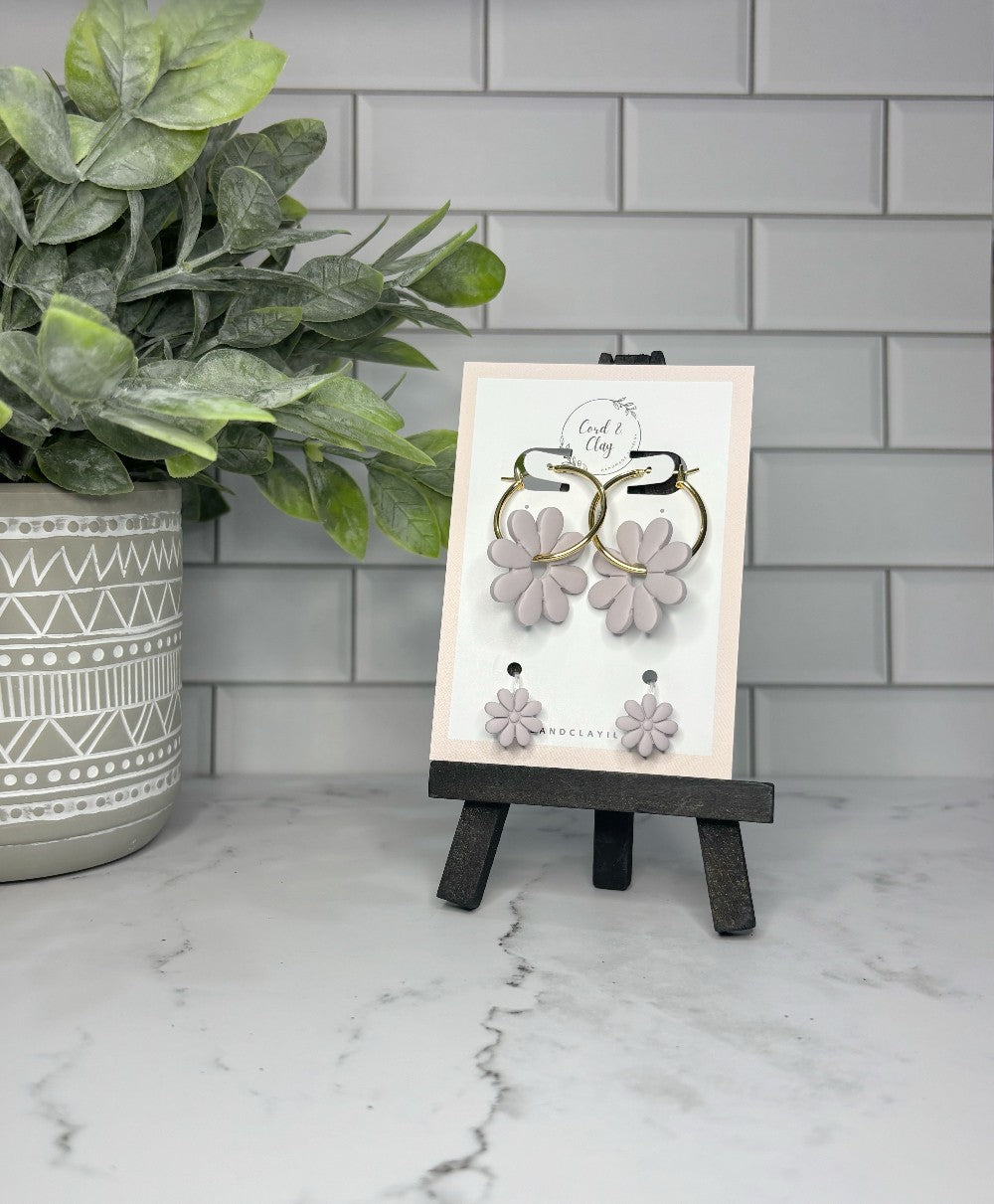 MOMMY & ME Purple Flower Earring Set - CLIP-ON OPTION - NF|7606