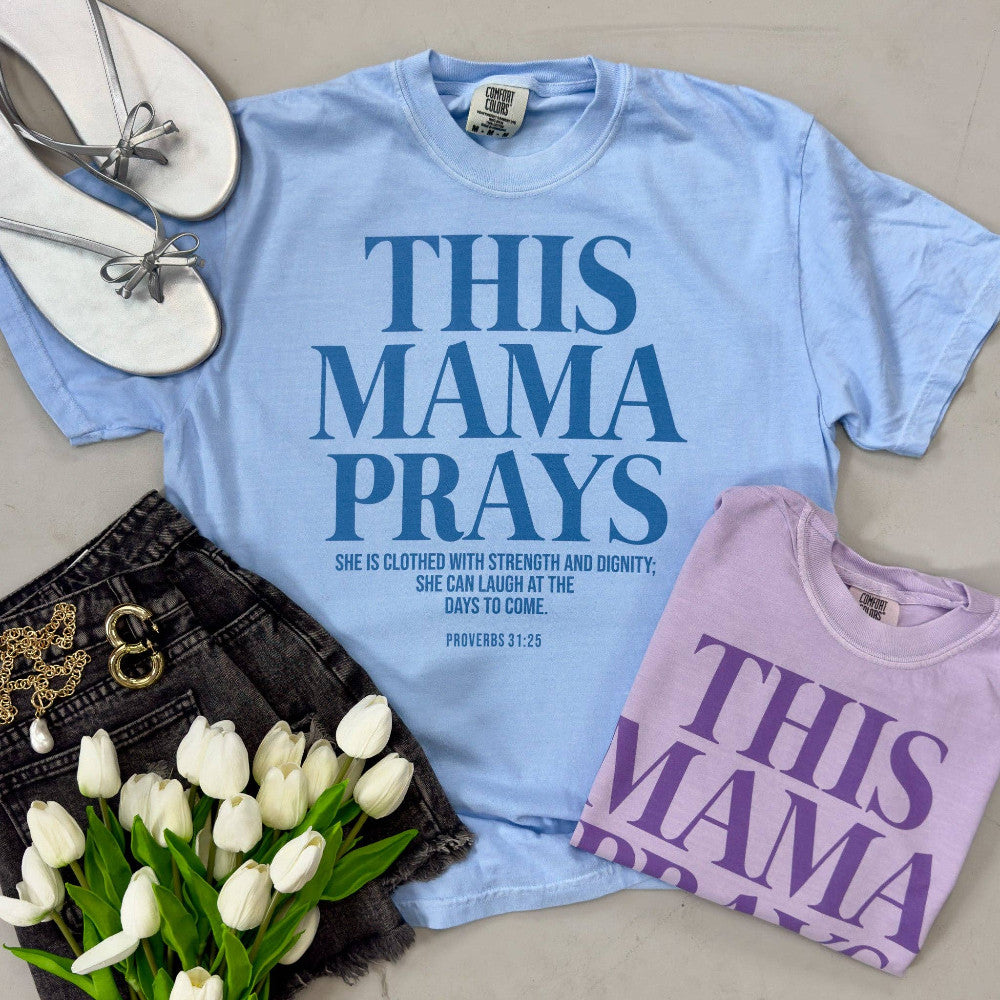 This Mama Prays Tee (Purple)|9353