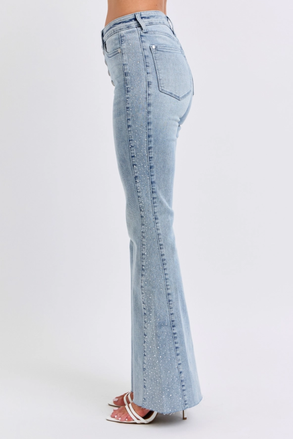 Rhinestone Side Panel Detail Flare|1810