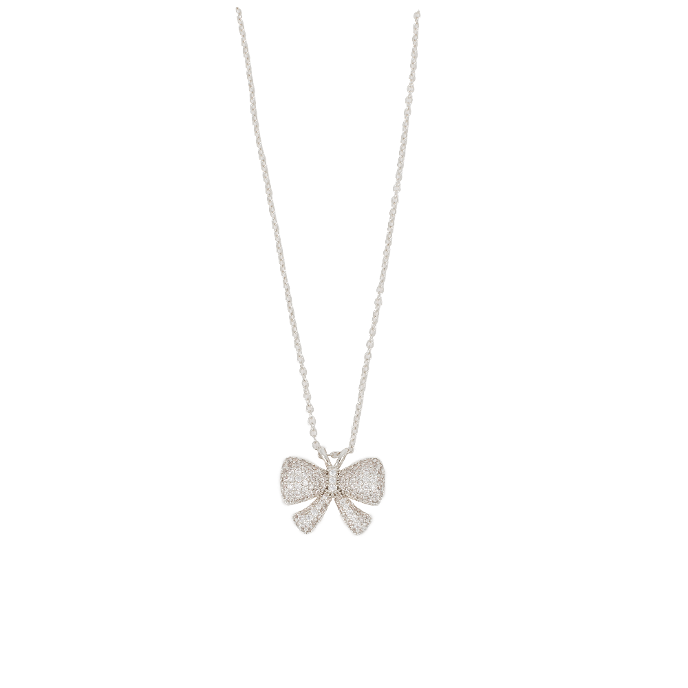 Bubble Bow Necklace Silver|1239
