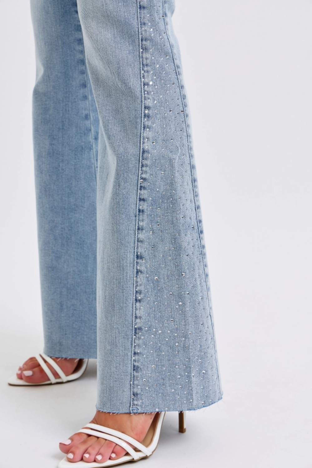 Rhinestone Side Panel Detail Flare|1809