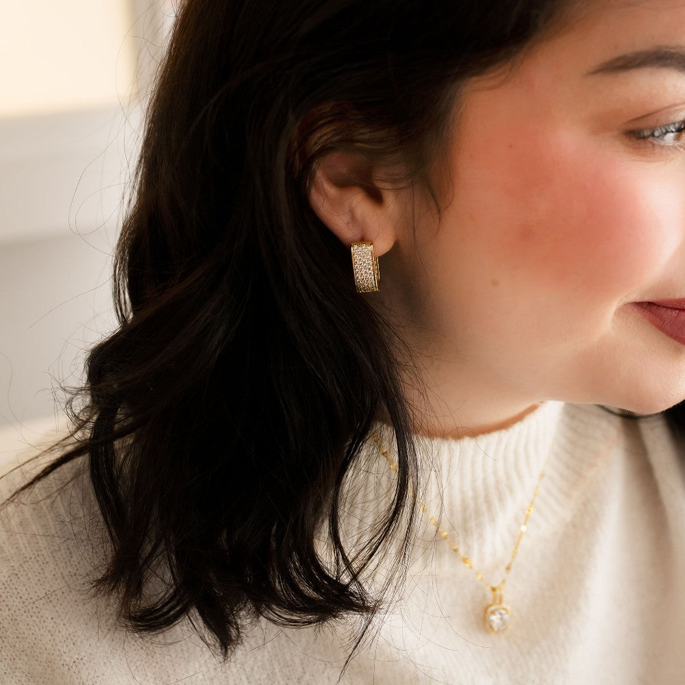Jill Pave Square Earrings|1335