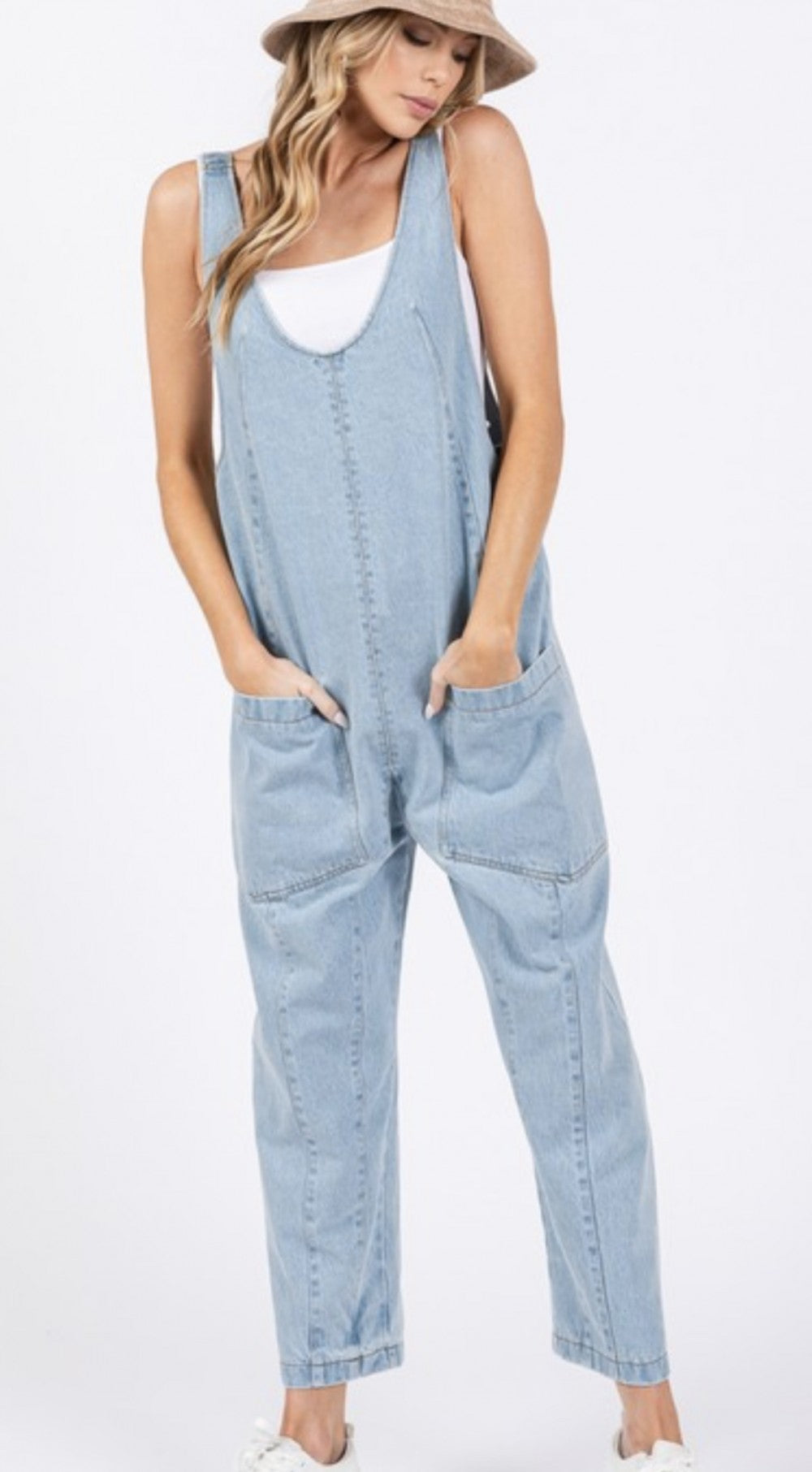 Denim Jumpsuit With Adjustable Straps|6