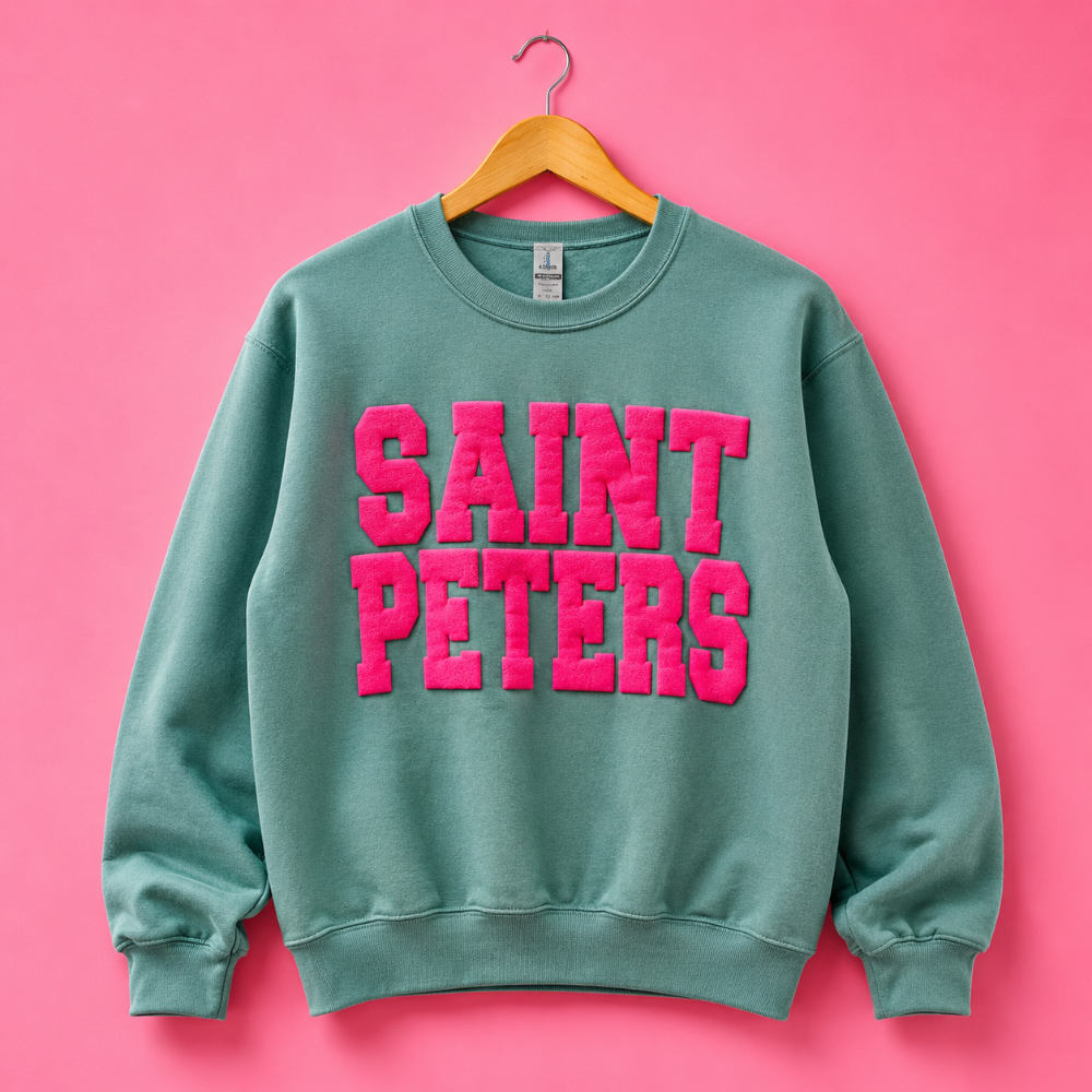Saint Peters Puff Crew | Washed Sage + Neon Pink|7976