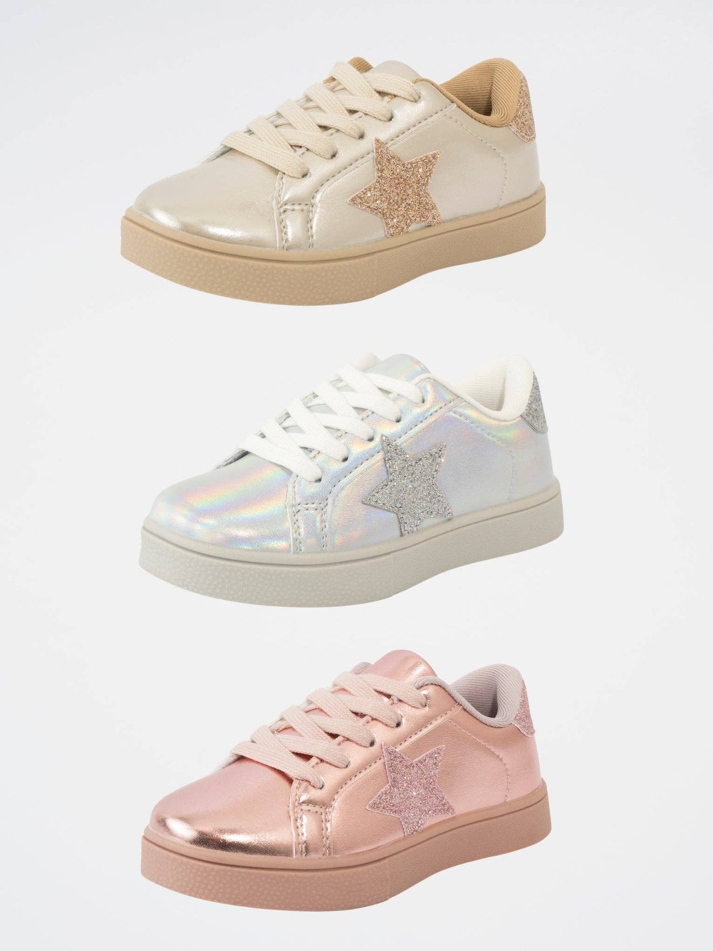 Girls' Holographic Sparkle Star Sneaker - Silver