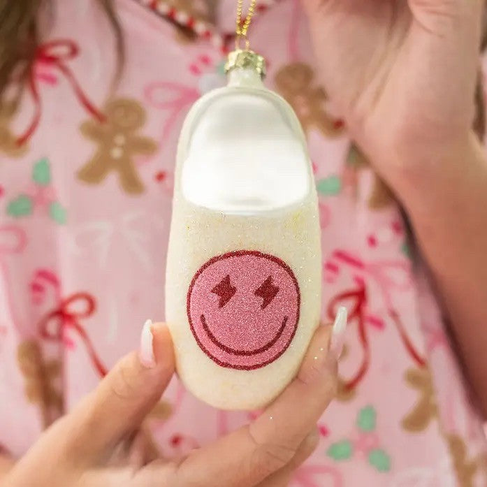 Pink Happy Smiley Face - Slipper Christmas Ornament|9313