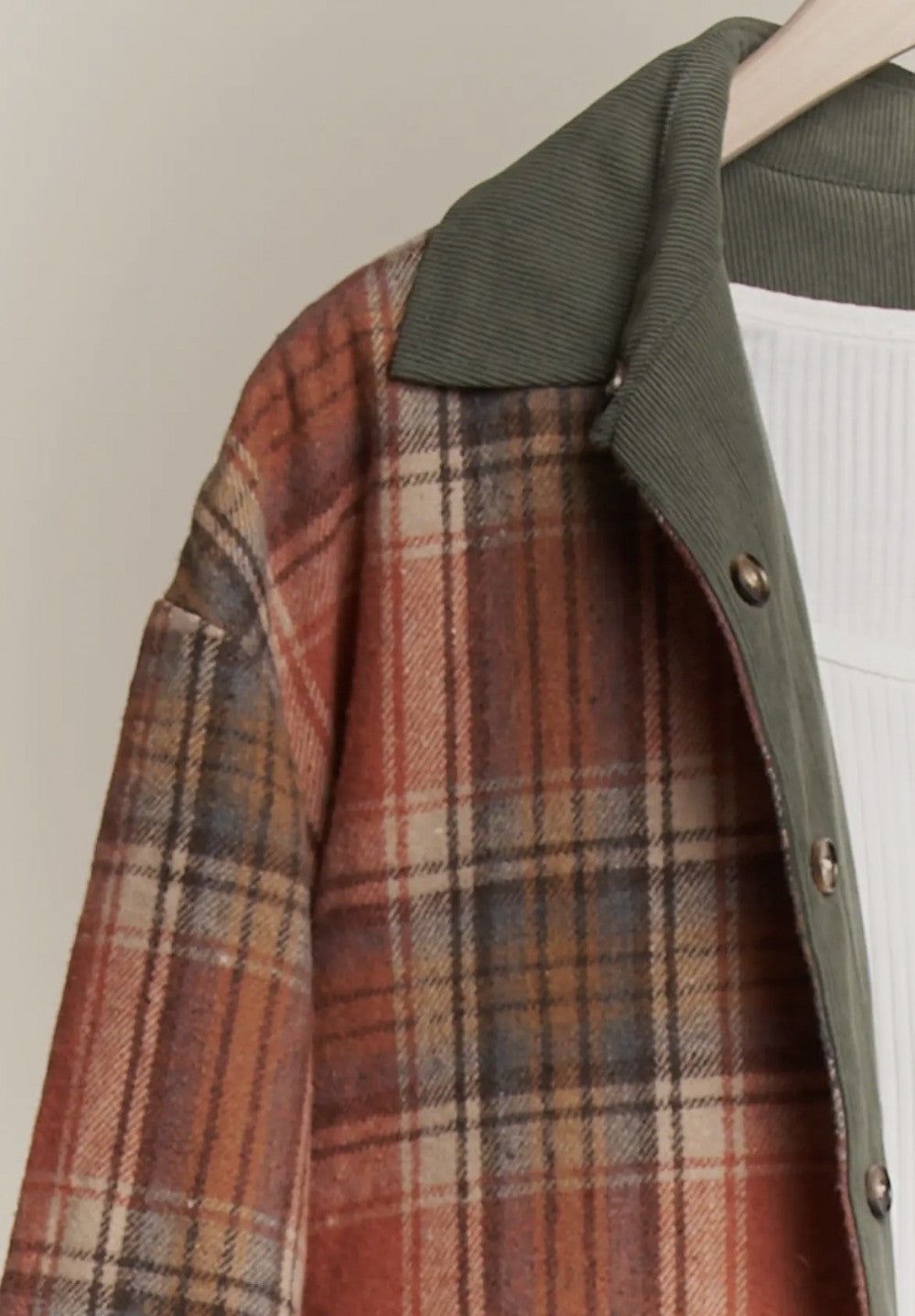 Reversible Corduroy and Plaid Button Down Shirt|3860