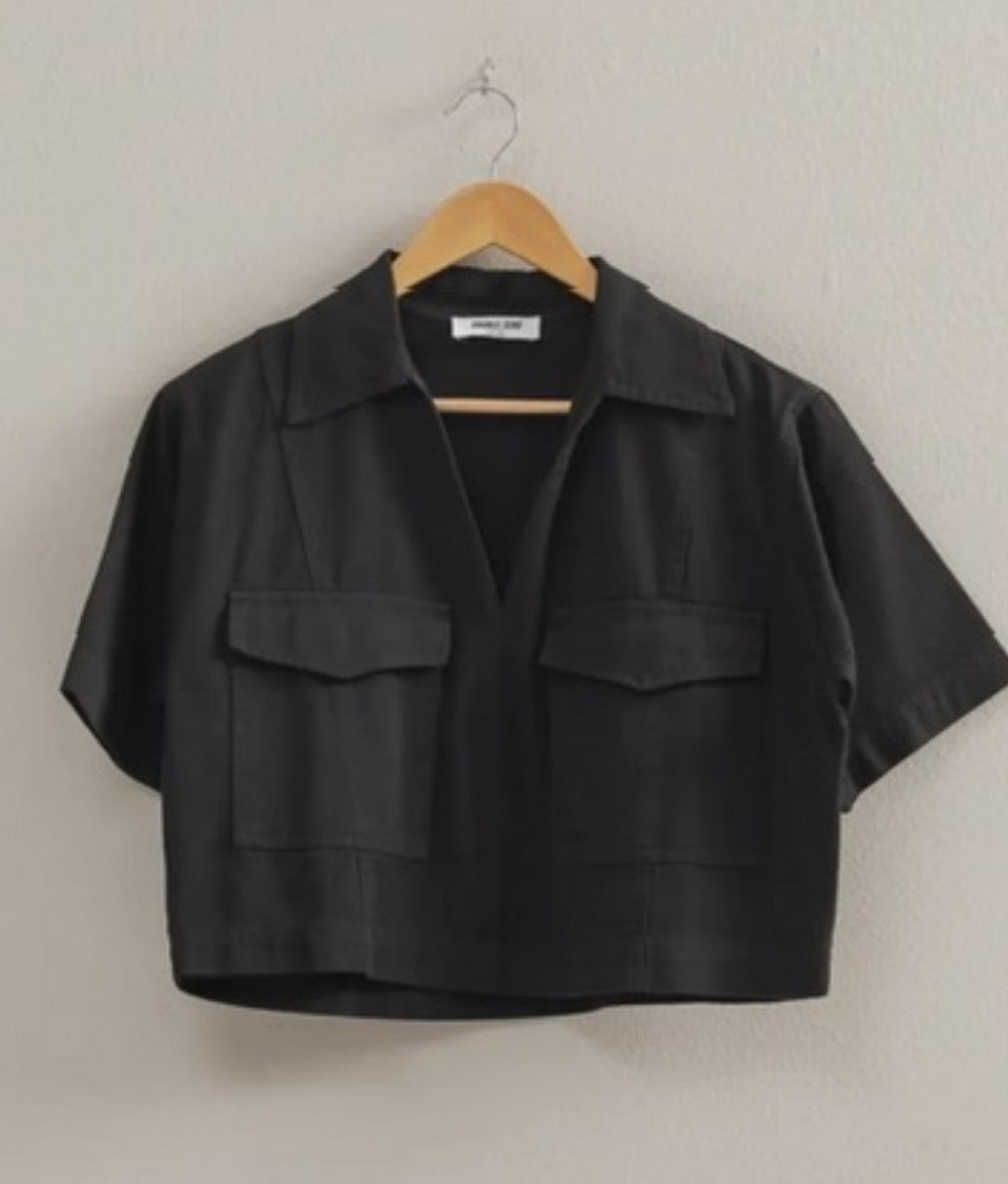 Black Denim Top|5