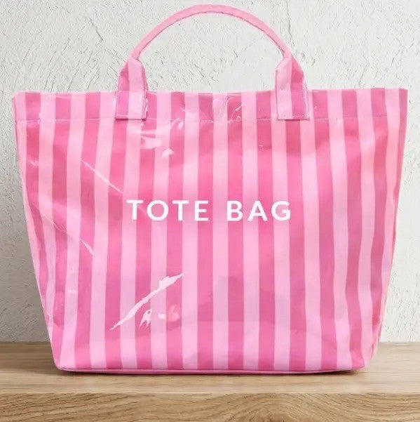 Pink On Pink Striped Tote Bag|8147