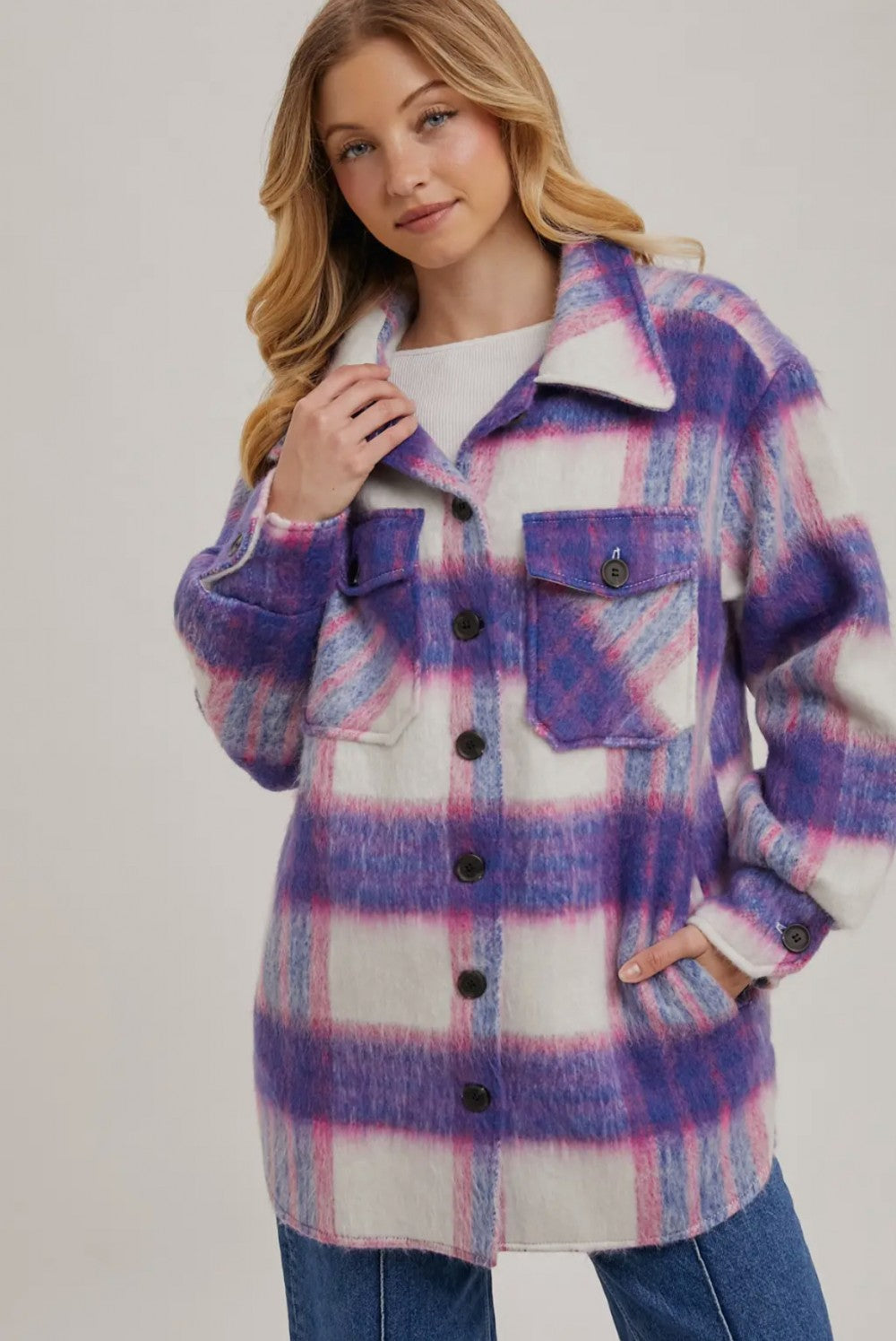 Brushed Flannel Plaid Shacket|911