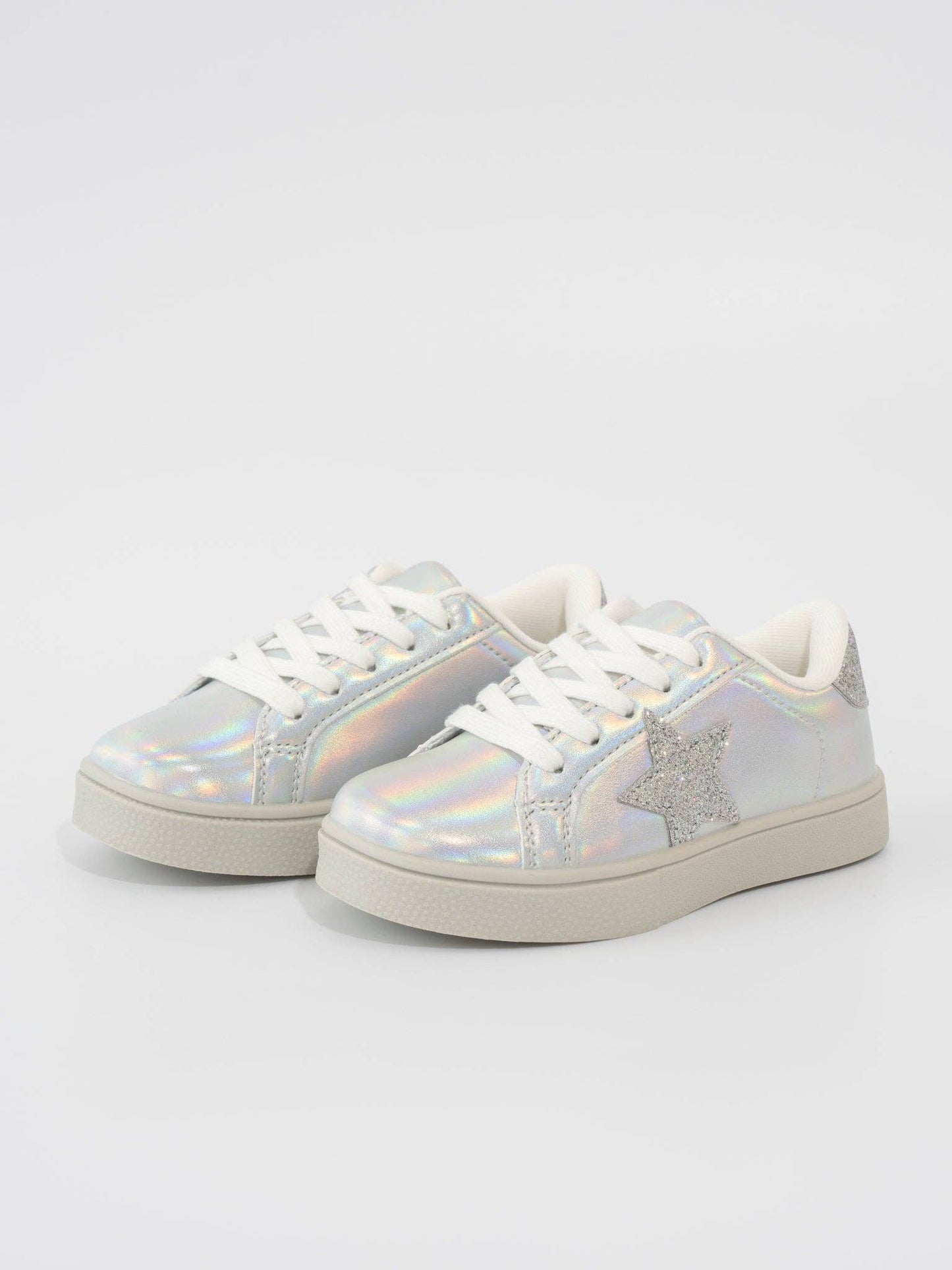 Girls' Holographic Sparkle Star Sneaker - Silver