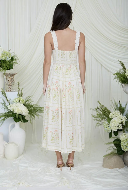Floral Drop Waist Sleeveless Midi Dress|6151