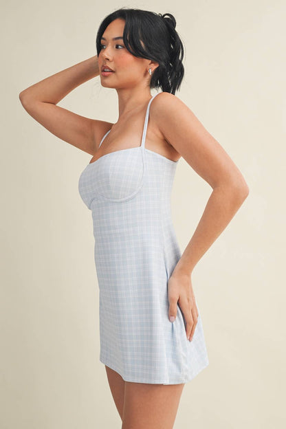 Plaid Print Sweetheart Dress