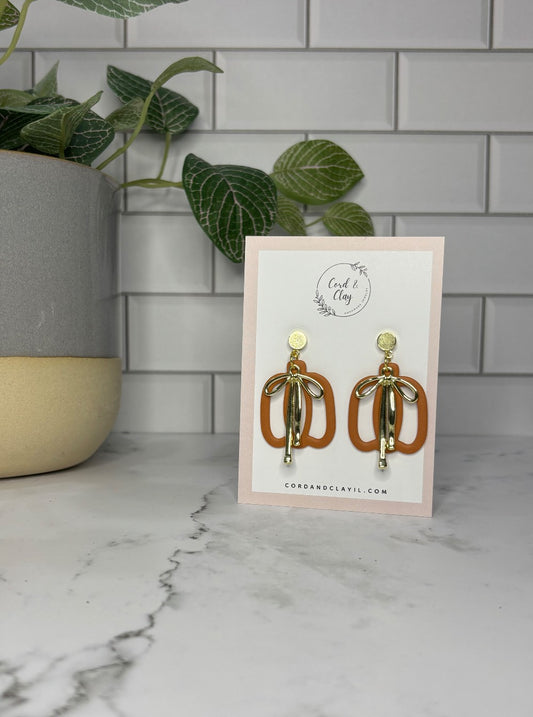 Bow Top Pumpkin Dangles|1519