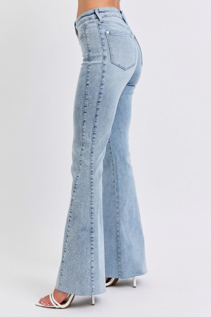 Rhinestone Side Panel Detail Flare|1808