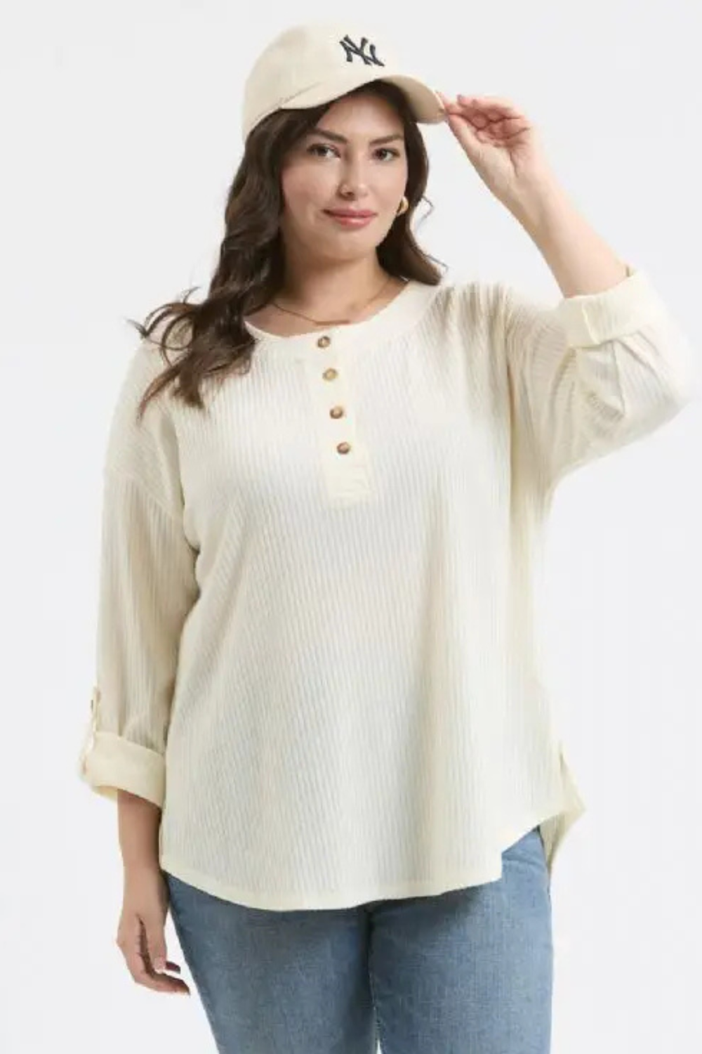 PLUS  Henley Knit Top|2657