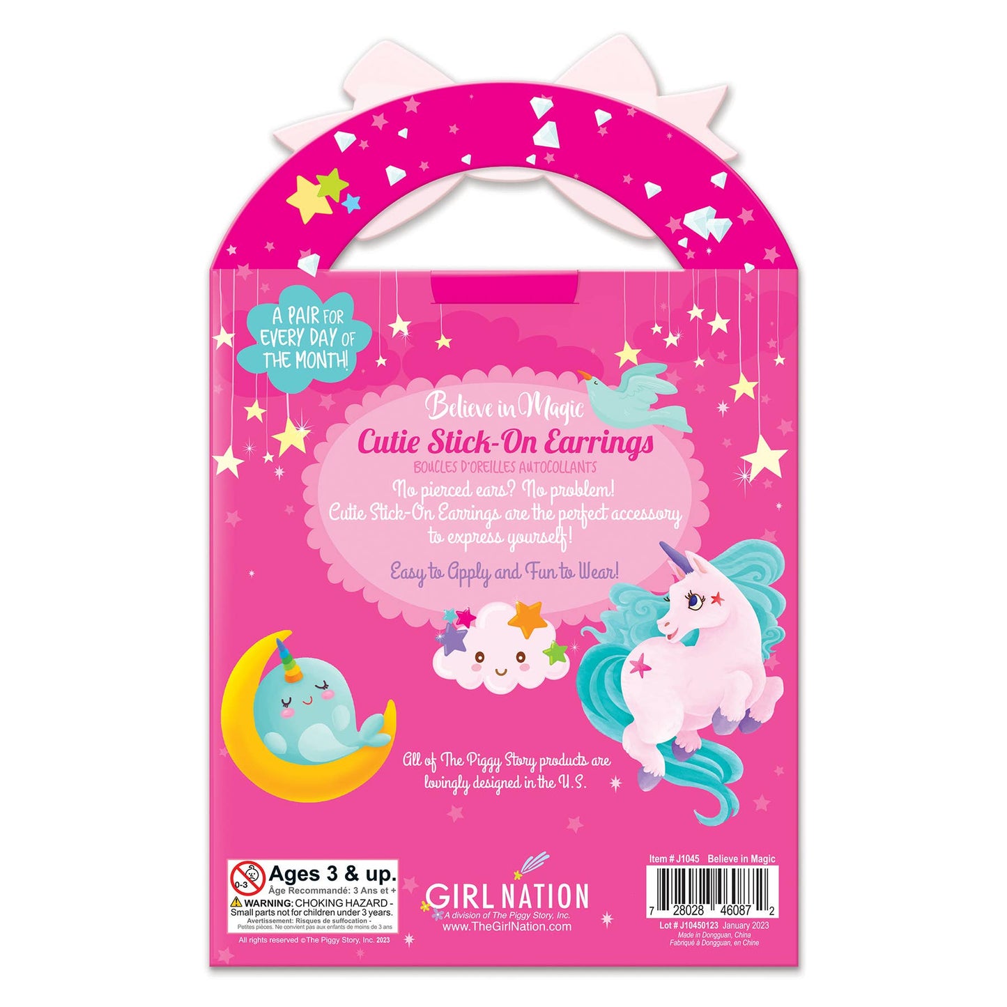 Cutie Stick-On Earring and Nail Sticker Gift Set- Unicorn