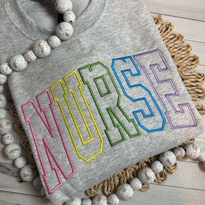 NURSE Embroidered Varsity Crewneck Sweatshirt