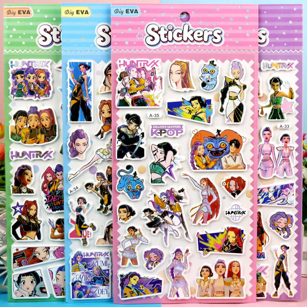 KPOP demon hunters EVA Laser 3D Bubble Stickers