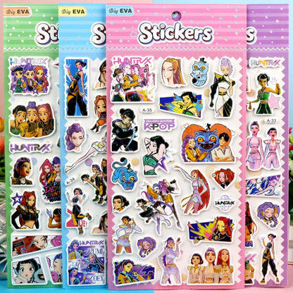 KPOP demon hunters EVA Laser 3D Bubble Stickers