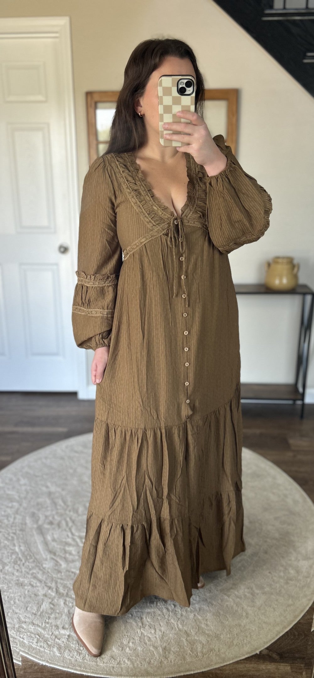 Mocha boho maxi dress|743