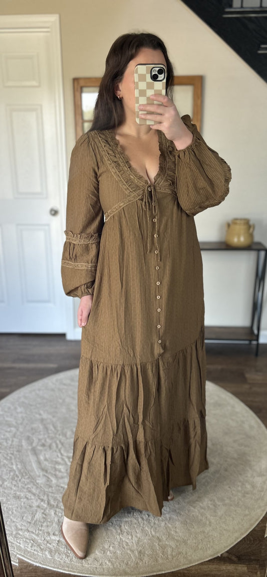 Mocha boho maxi dress|743